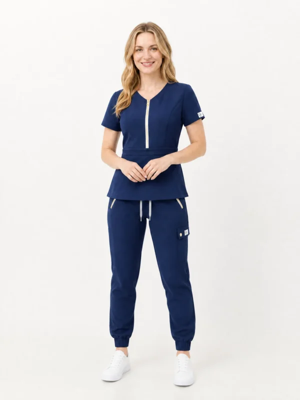 Women's Classic V-Neck Scrub Set with Jogger Pants